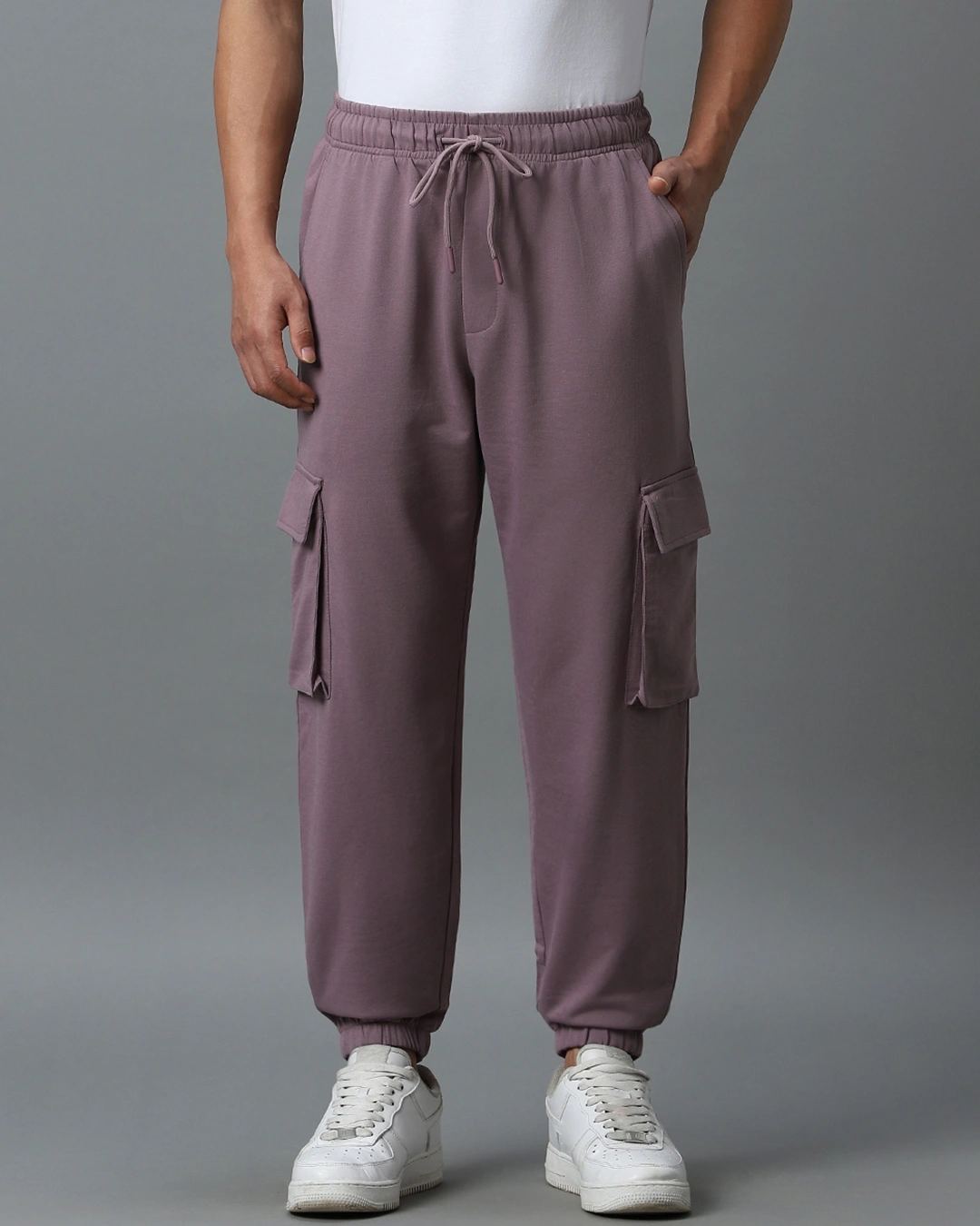 Men's Purple Oversized Cargo Joggers thumbnail 2
